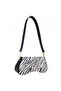 Gold Buckled Zebra Patterned Women's Shoulder Bag Baguette Model - 4