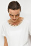 Women's Crew Neck Combed Cotton T-Shirt with Straw Accessories 26819 Ecru - 3