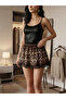 Ruched Leopard Print Ultra Mini Lace Piece Skirt