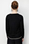 Women's V-Neck Small Diamond Patterned Fine Knit Cardigan 26360 Black - 4