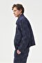 Patterned Dark Blue Thin Jacket - 3