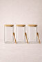 Bamboo Set of 3 Jars with Lids, Handles, Spoons and Seals Kw-373C - 2