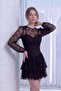 Women's Lace Detailed Patterned Short Dress Brown, Black - 4