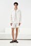 Patterned Ecru Thin Jacket - 2