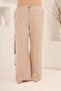 Elastic Waist Wide-Leg Large Size Women's Linen Pants Mink - 4