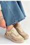 Junda Beige Leather Laced Sports Shoes - 2