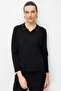 Women's Polo Collar Embroidered Fine Knit Blouse 26361 Black