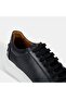 Men's Black Laced White Sole Leather Sports Shoes - 7