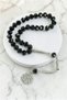 33-Piece Black Crystal Prayer Beads – Stylish Design with Faceted Cut Shiny Stones, Zikir Prayer Beads