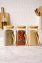 Bamboo Set of 3 Jars with Lids, Handles, Spoons and Seals Kw-373C