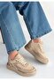 Junda Beige Leather Laced Sports Shoes - 3