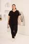 File Paneled Women's Plus Size T-Shirt Black - 5