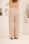 Elastic Waist Wide-Leg Large Size Women's Linen Pants Mink - 6