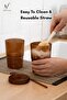 13oz/400ml Double Wall Glass Tumbler Set of 2 with Lid & Straw – Brown Insulated Cup - 3