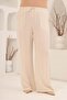 Elastic Waist Wide-Leg Plus Size Women's Linen Pants Beige - 4