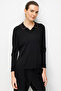 Women's Polo Collar Embroidered Fine Knit Blouse 26361 Black - 2