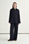 Women's Modal Lace-Up Palazzo Pants Navy Blue - 2