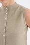 Women's Knitwear High Neck Front Button Detailed Design Sleeveless Blouse - 6