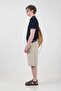 Beige Linen Shorts with Pocket Details - 3