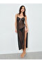 Black Mesh Bow Detail Slip Dress with Brief