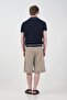 Beige Linen Shorts with Pocket Details - 2