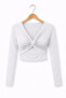 Women's White Double-Breasted Knot Detail Cropped Blouse - 6