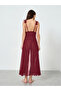 Burgundy Applique Trim Slip Dress with Brief - 5