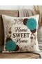 Turquoise Floral Print Digital Print Decorative Set of Cushion Cover Set of 4 - 6