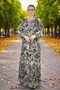 Çi̇çek D Patterned Madonna Collar Sleeve with Elastic Pocket Pocketed Business Cut Viscose Oversize Large Size Dress - 4