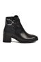 Black Zippered Fleece Women's Heeled Boots - 2