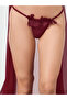 Burgundy Applique Trim Slip Dress with Brief - 4