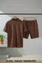 Ottoman Shorts and Zippered Polo Shirt Set Short Sleeve Summer Casual 100% Cotton - 2