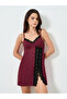 Burgundy Contrast Lace Trim Slip