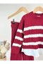 Burgundy Striped Knitwear Set - 3