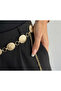 Women's Gold Metal Daisy Oval Ring Chain Waist Chain Belt I - 2