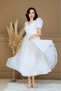 Organza Chiffon Short Sleeve Midi Length Dress - White - 5