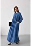 6672- Ruched Dress Dark Blue - 4