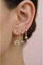 Triple Hoop Earring Set with Butterfly and Flower Figures – Minimal Zircon Stone Earring Combination - 3