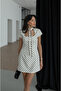 Women's Ecru Polka Dot Patterned Shorts Dress - 4