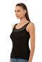 Özkan 20575 2-Pack Women's Cotton Pcs Stretch Fabric Single Jersey Black White Tulle Detail Thick Strap Undershirt - 4