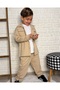Boy's 3-Piece Set Beige Shirt T-Shirt Pants Combination - 2