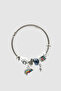 Silver Anthracite Bijouterie Handcuff Bracelet with Rainbow and Art Themed Charm Detail - 2