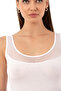 Özkan 20575 4-Pack Women's Cotton Pcs Stretch Fabric Single Jersey 2 Black 2 White Tulle Detail Thick Strap Undershirts - 8