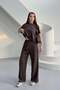 Women's Coffee Stone Detailed Modal Fabric Bottom-Top Two-Piece Set Mlb155 - 2