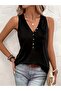 Women's Buttoned V-Neck Pocketed Summer Blouse - 4
