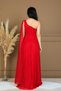 Glittery Tulle Pleated Detailed Long Evening Dress - Red - 9
