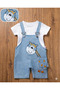 Giraffe Embroidered Pocketed Salopet Jumpsuit for Girls and Boys, Baby 6-9 Months, 9-12 Months, 12-18 Months, 18-24 Months - 3