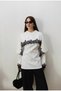 Women's White Lace Detailed Cape Belted Satin Blouse - 4