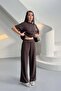 Women's Coffee Stone Detailed Modal Fabric Bottom-Top Two-Piece Set Mlb155 - 3
