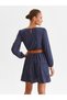 Rochie bleumarin boho chic cu fronseu - 4